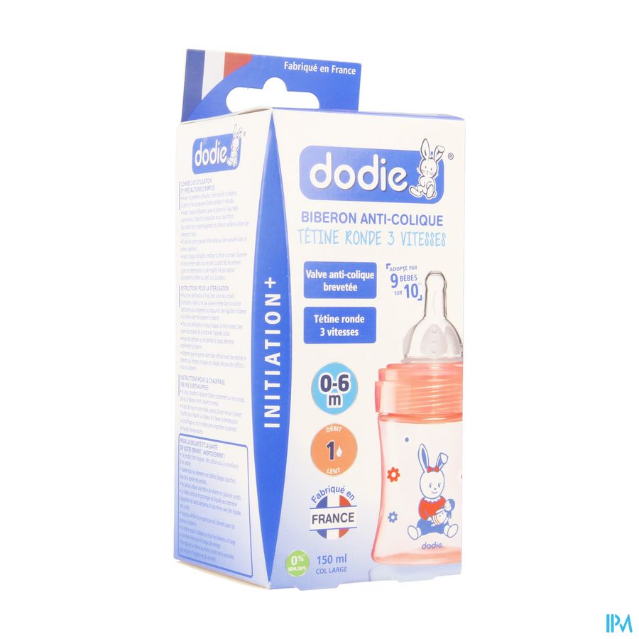 Dodie Zuigfles Iniiation+ Speen 1 Gat Roos 150ml