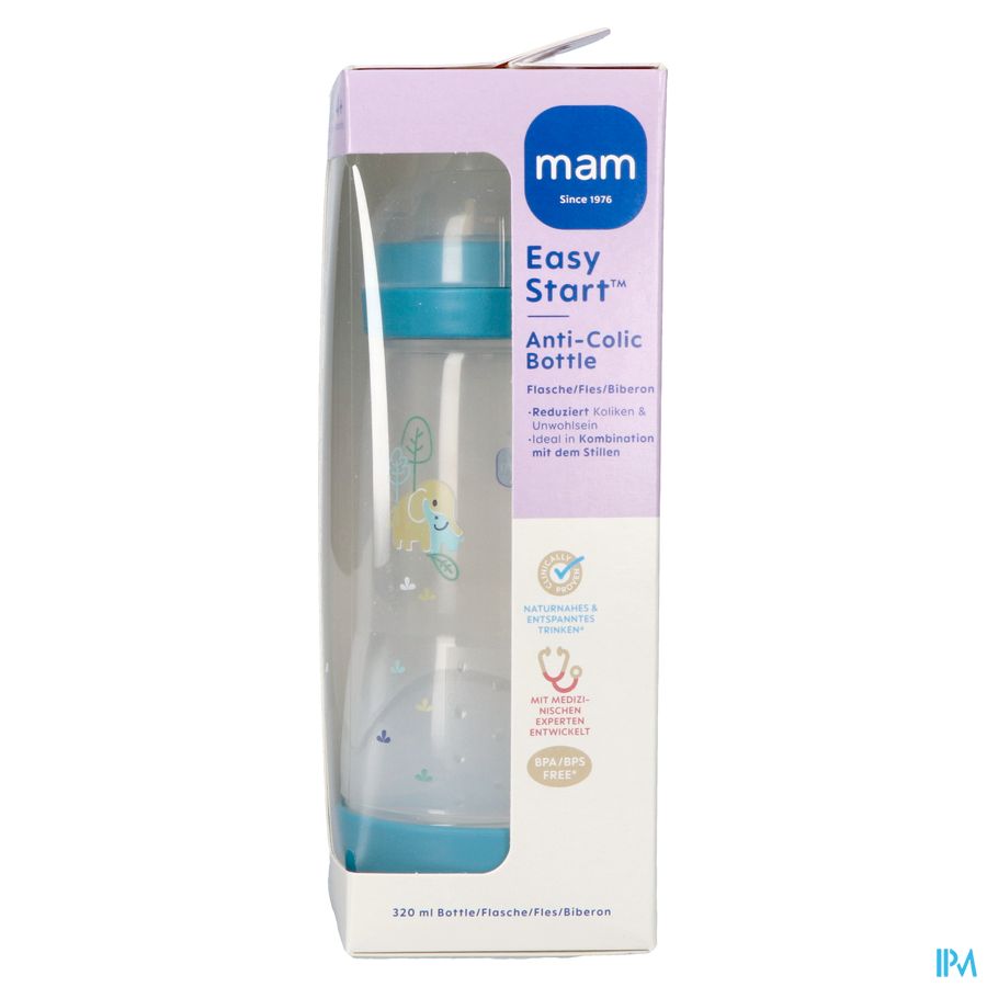 Mam Easy Start A/colic Zuigfl.pure Matt Blauw320ml 3