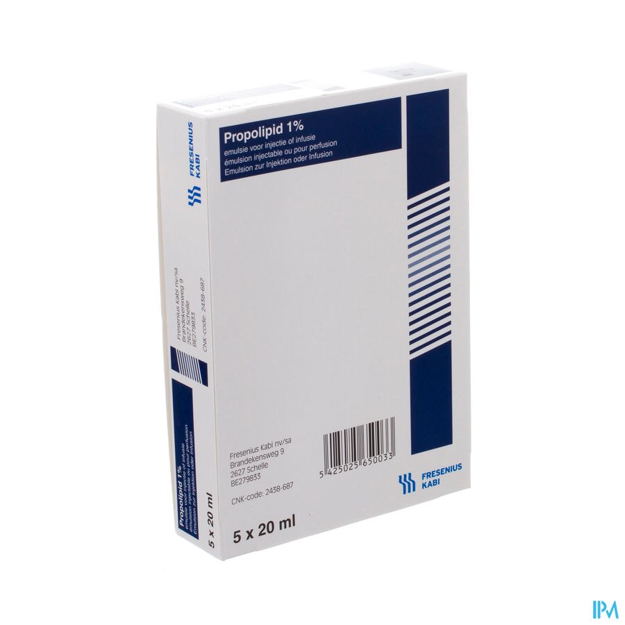 Propofol 1 % Fresenius émuls. inj./perf. i.v. amp. 5 x 20 ml