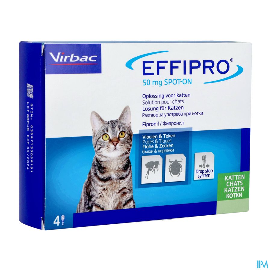 Effipro 50mg Spot-on Opl Kat Pipet 4x0,50ml Effipro 50mg Spot-on Opl Kat Pipet 4x0,50ml