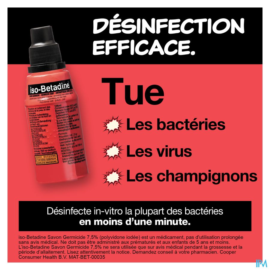 Iso Betadine Savon Germicide 7,5% 125ml Nf 2