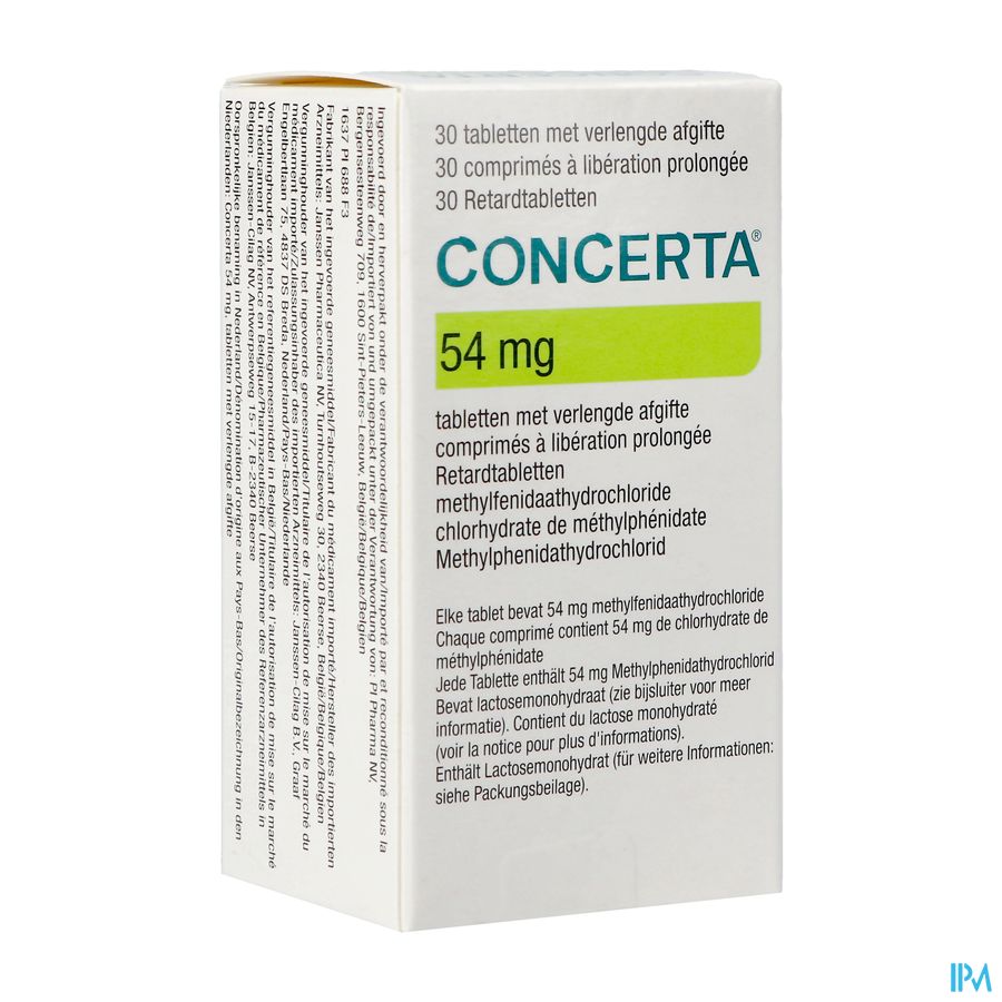Concerta 54mg Pi Pharma Comp Verl Afg 30 X 54mg Concerta 54mg Pi Pharma Comp Verl Afg 30 X 54mg
