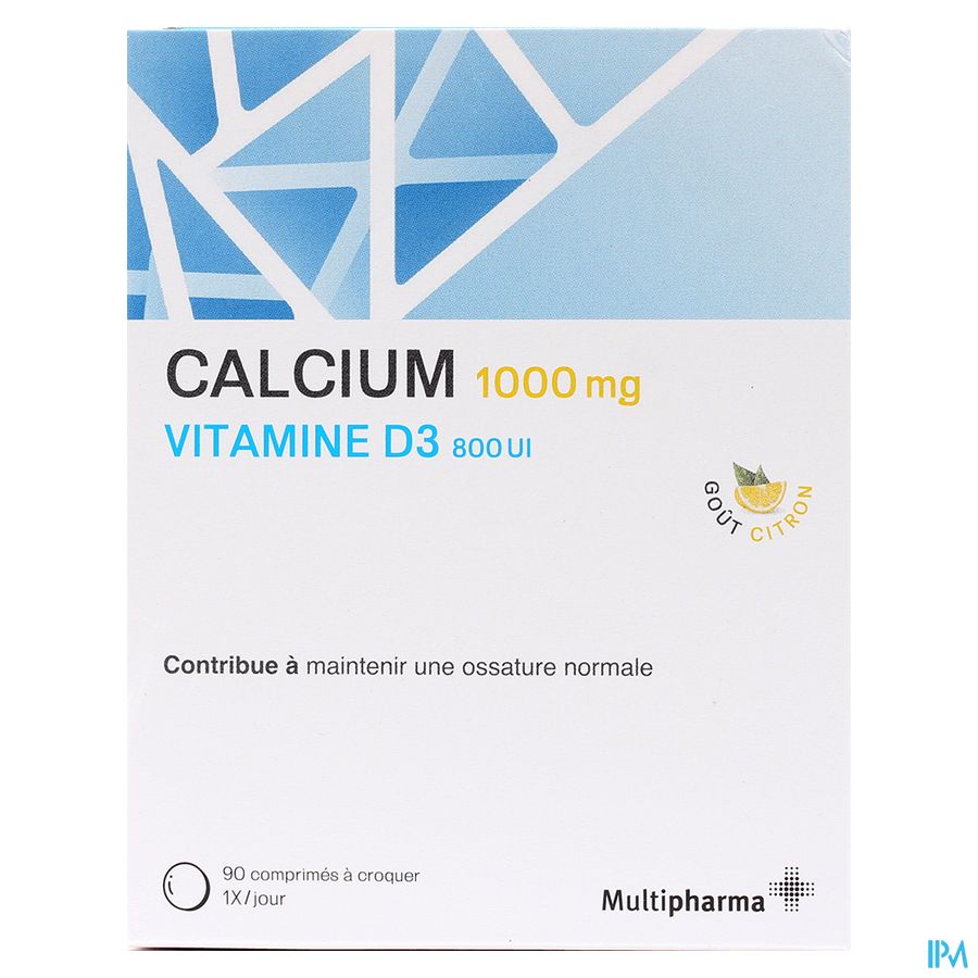 Multipharma Calcium D3 1000mg/800ui Kauwtabl 90 Multipharma Calcium D3 1000mg/800ui Kauwtabl 90