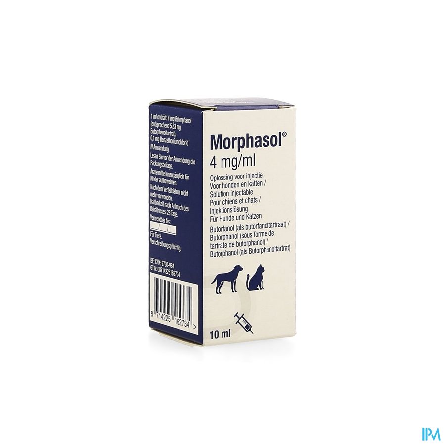 Morphasol 4mg/ml Sol Inj 1 X 10ml Honden-katten Morphasol 4mg/ml Sol Inj 1 X 10ml Honden-katten