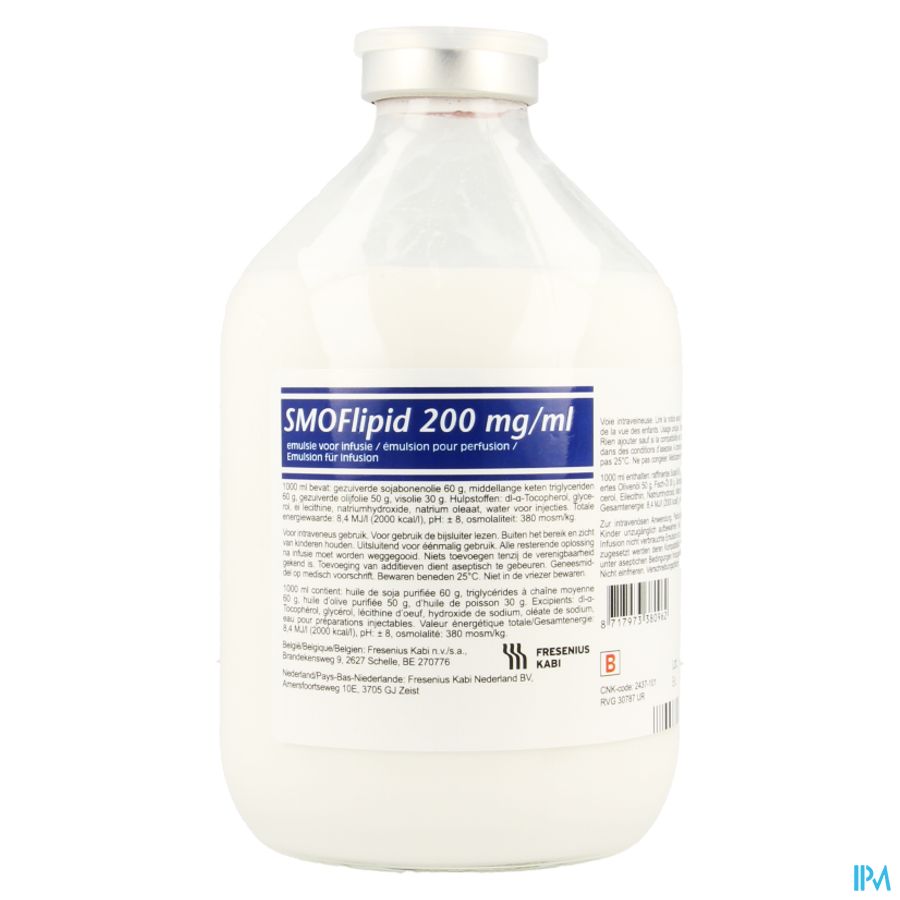 Smoflipid 200mg/ml 500ml Bouteille En Verre/glazen Fles Smoflipid 200mg/ml 500ml Bouteille En Verre/glazen Fles