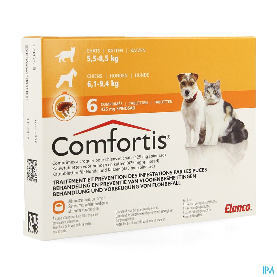 Comfortis 425mg Hond Kat Kauwtabletten 6