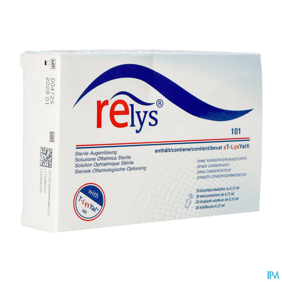 Relys Steriele Oftalmologische Oplossing 20x0,35ml Relys Steriele Oftalmologische Oplossing 20x0,35ml