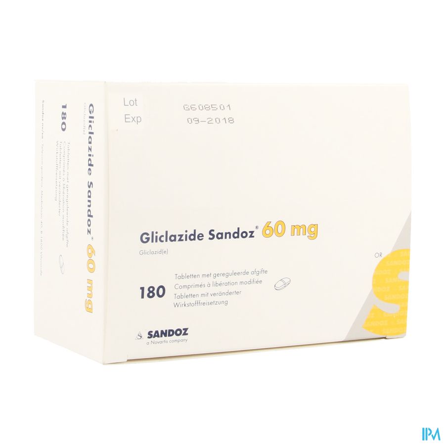 Gliclazide Sandoz 60mg Geregul.afgifte Comp 180 Gliclazide Sandoz 60mg Geregul.afgifte Comp 180