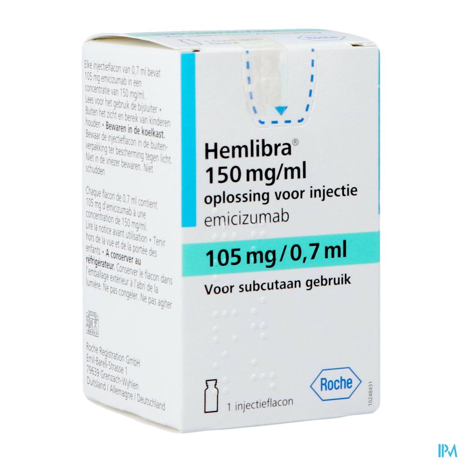 Hemlibra 105mg/0,7ml Opl Inj Fl Inj 1 +cnk 4125928 Hemlibra 105mg/0,7ml Opl Inj Fl Inj 1 +cnk 4125928