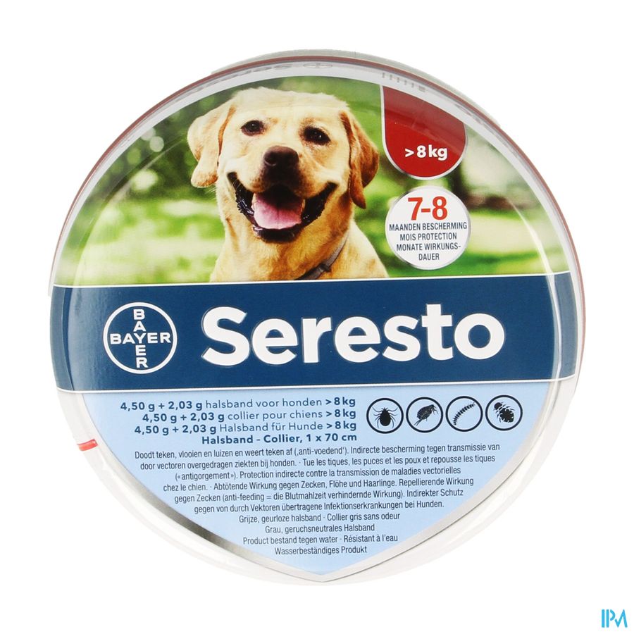 Seresto 4,50g+2,03g Halsband Hond 70cm >8kg