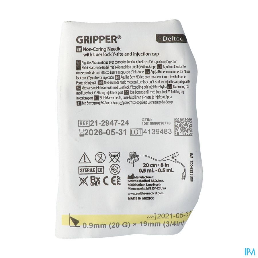 Gripper Aiguille 20g 19mm Y-site 1 Gripper Aiguille 20g 19mm Y-site 1