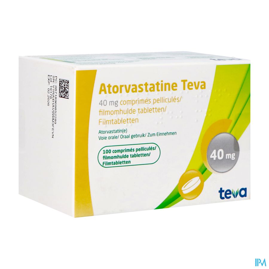 Atorvastatine Teva 40mg Orifarm Filmomh Tabl 100