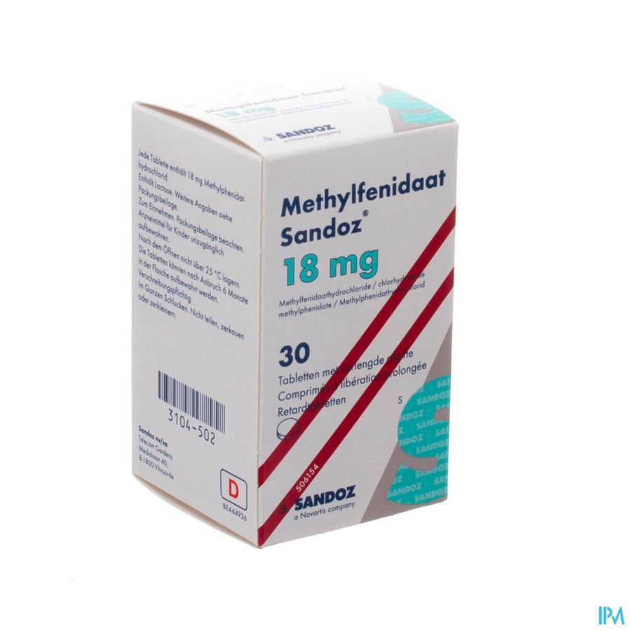 Methylfenidaat 18mg Sandoz Comp Verl Afgifte 30 Methylfenidaat 18mg Sandoz Comp Verl Afgifte 30