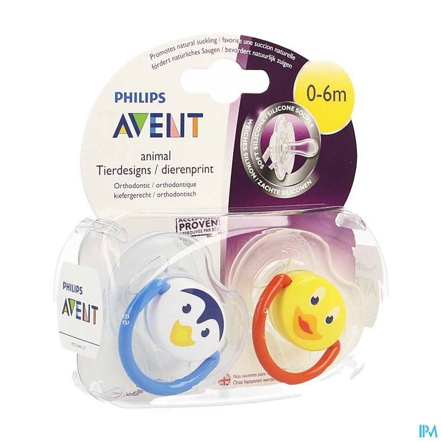 Philips Avent Fopsp Diertjes Silicoon Dubbel 0- 6m 2 SCF182/23