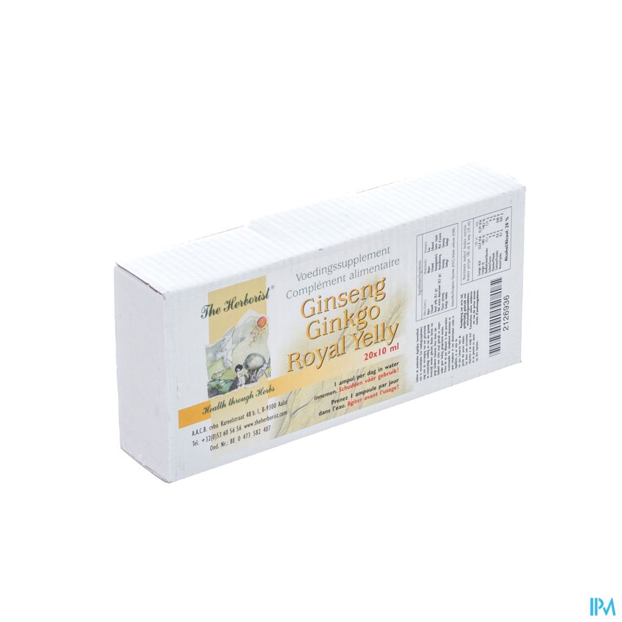 Herborist Ginseng Gingko Royal Yel.amp 20x10ml Herborist Ginseng Gingko Royal Yel.amp 20x10ml