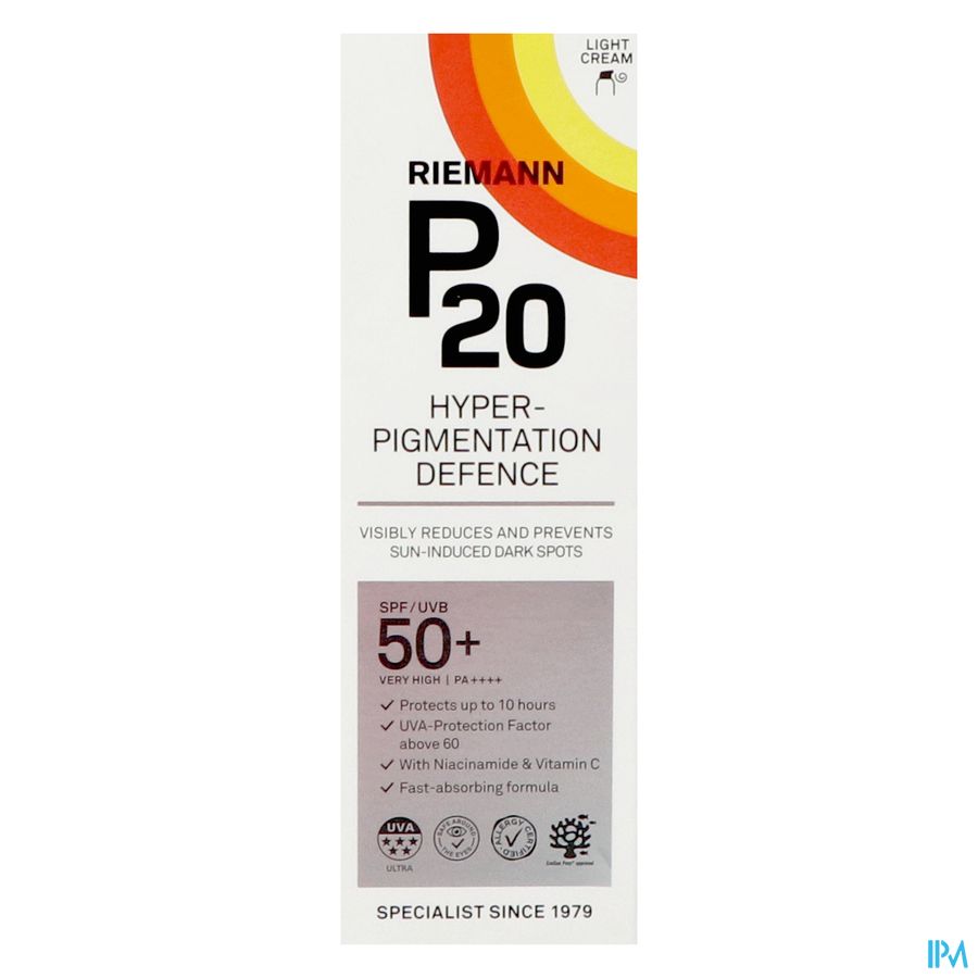P20 Creme Solaire Hyperpigment. Defence Spf50+ 50g P20 Creme Solaire Hyperpigment. Defence Spf50+ 50g