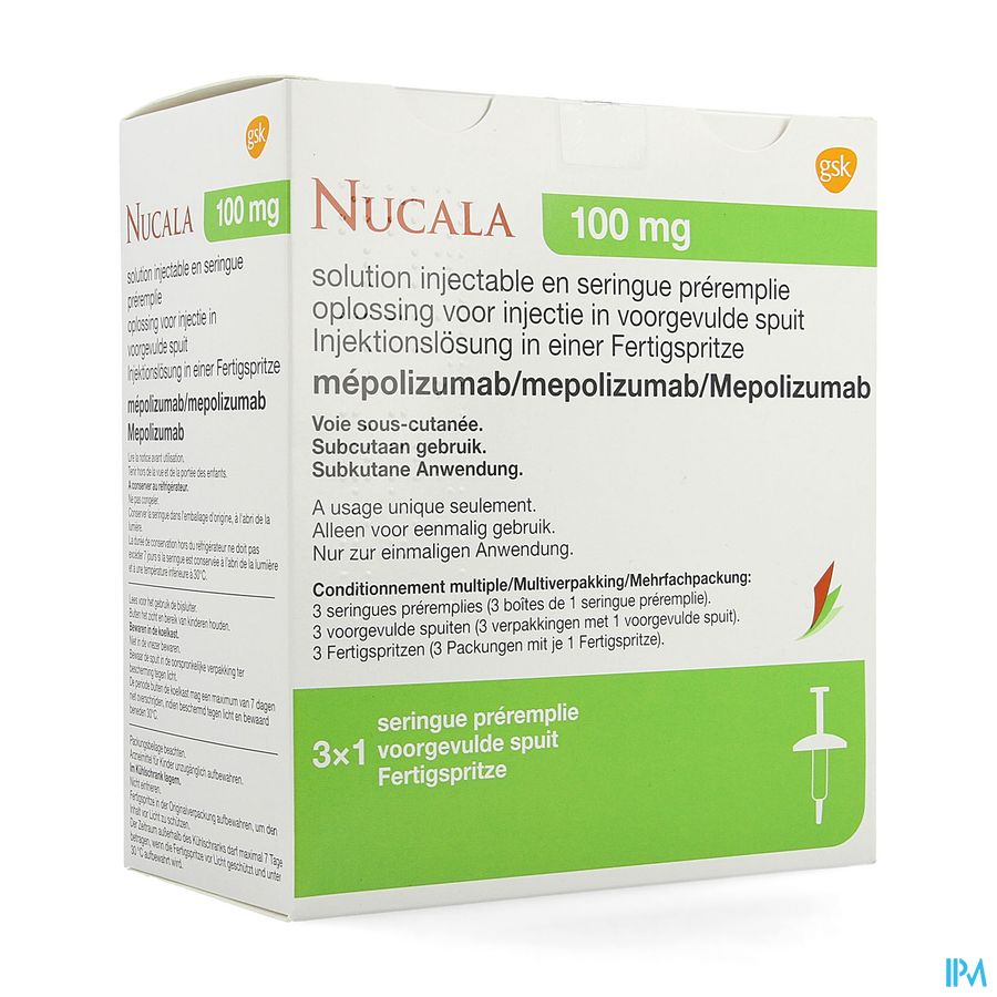 Nucala 100mg Opl Inj Voorgevulde Spuit 3 X 1ml Nucala 100mg Opl Inj Voorgevulde Spuit 3 X 1ml