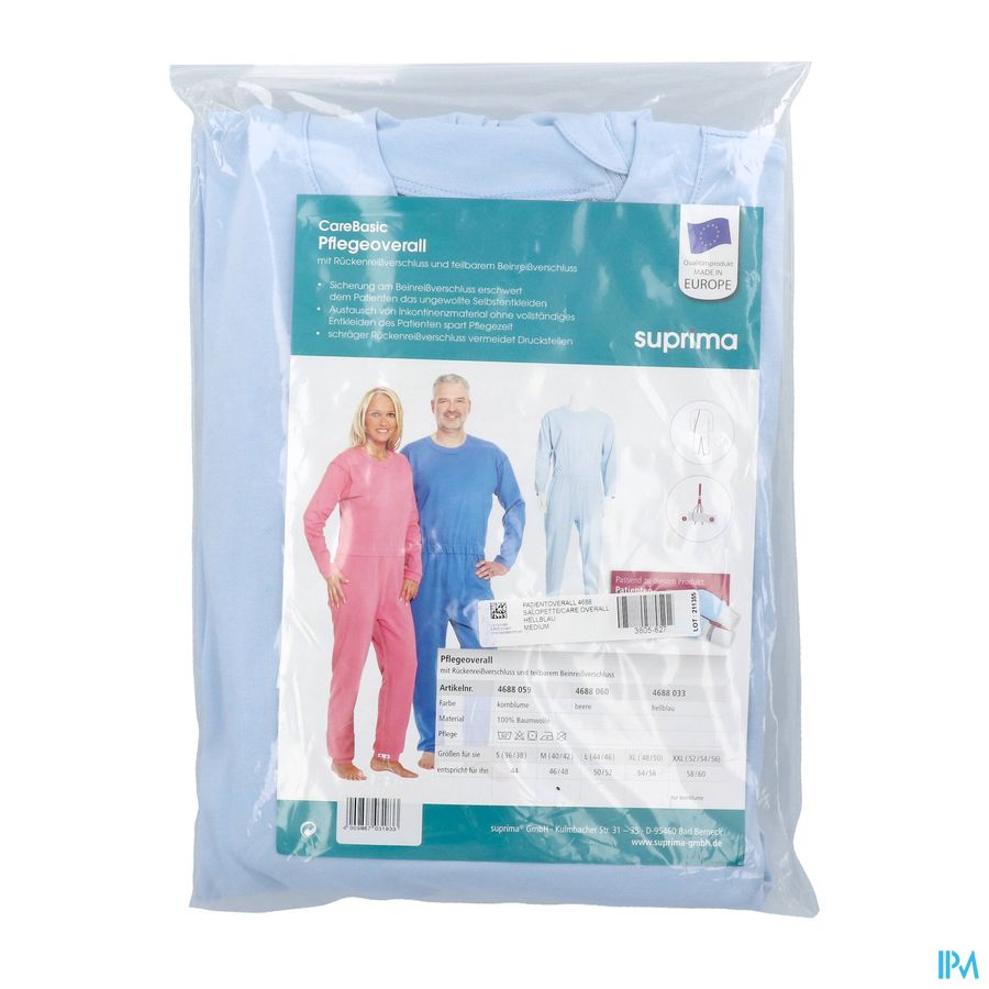 Suprima 4688 Salopette Ferm. Eclair Bleu Clair M Suprima 4688 Salopette Ferm. Eclair Bleu Clair M