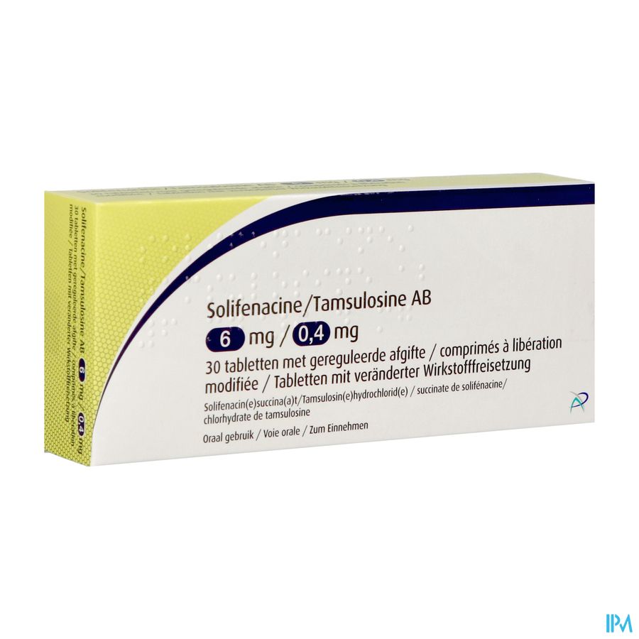 Solifenacine Tamsulosine Ab 6/0,4mg Ger.afg.tabl30 Solifenacine Tamsulosine Ab 6/0,4mg Ger.afg.tabl30