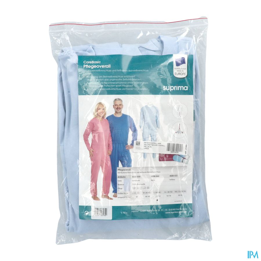 Suprima 4688 Salopette Ferm. Eclair Bleu Clair l Suprima 4688 Salopette Ferm. Eclair Bleu Clair l