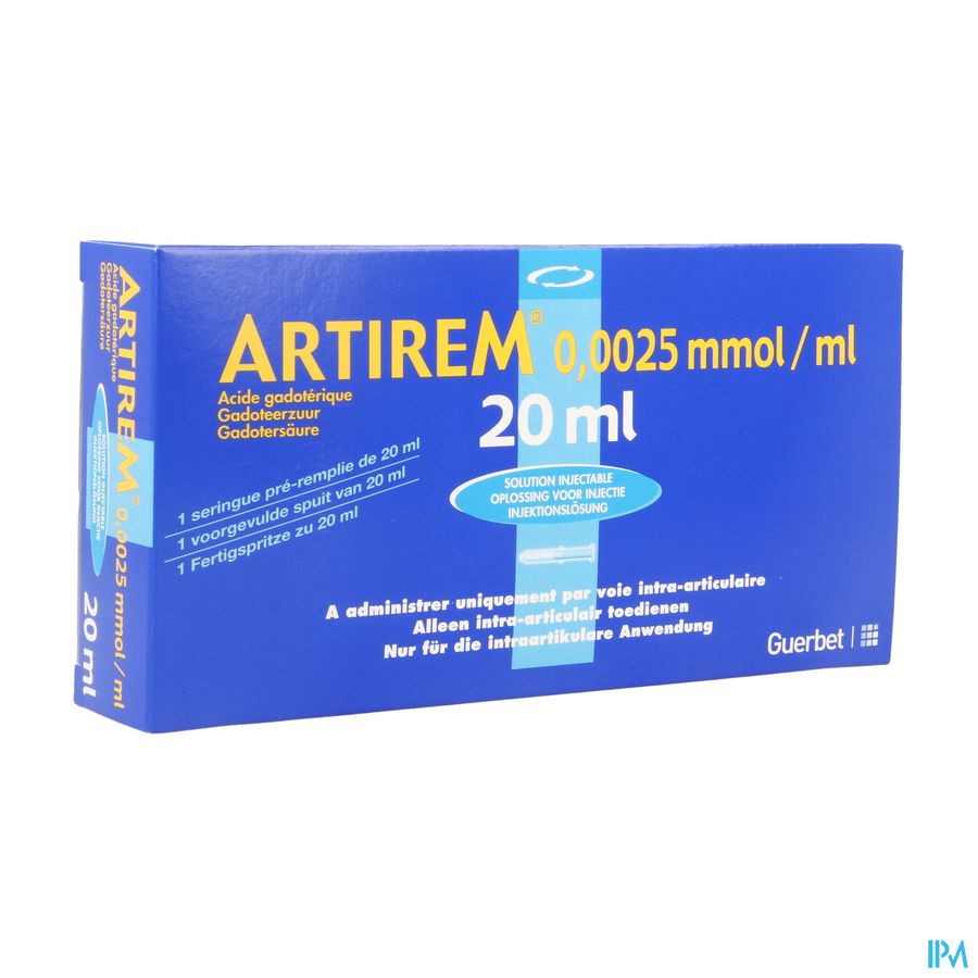 Artirem 1 Voorgev.spuit Ser Prerempl 0,0025mmol/ml Artirem 1 Voorgev.spuit Ser Prerempl 0,0025mmol/ml