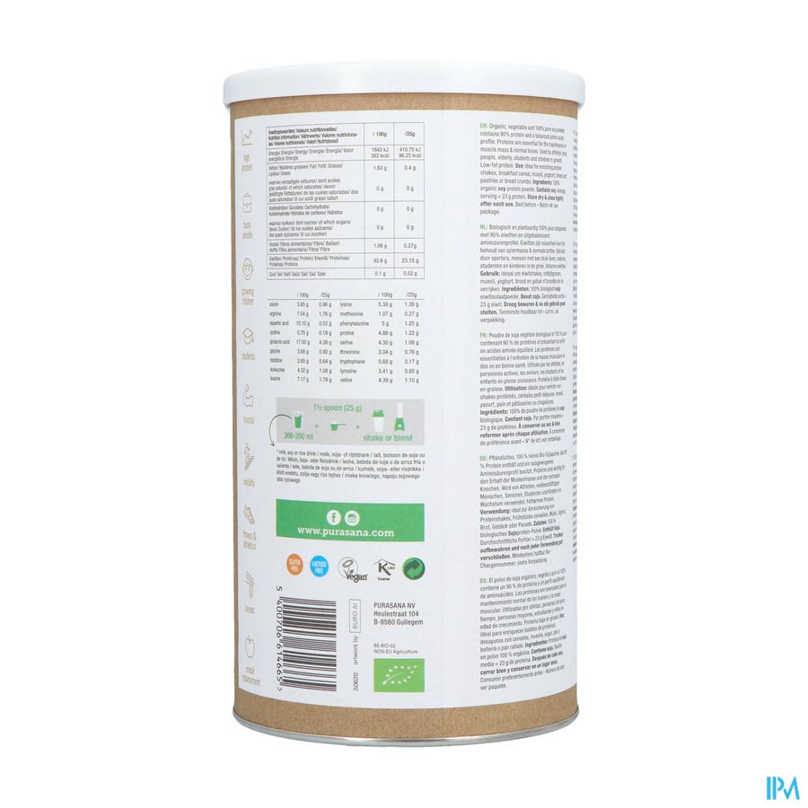 Purasana Vegan Soja Protein 90% Nature Bio 400g 1