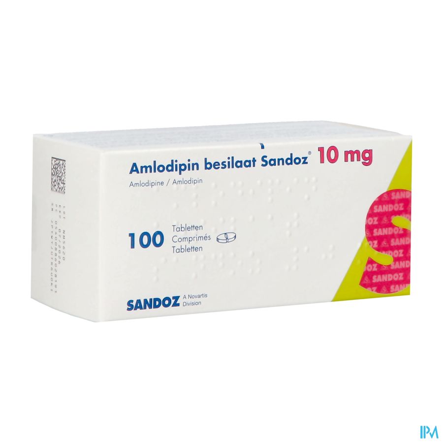 Amlodipine Besilaat Sandoz Pi Pharma 10mg Tabl 100