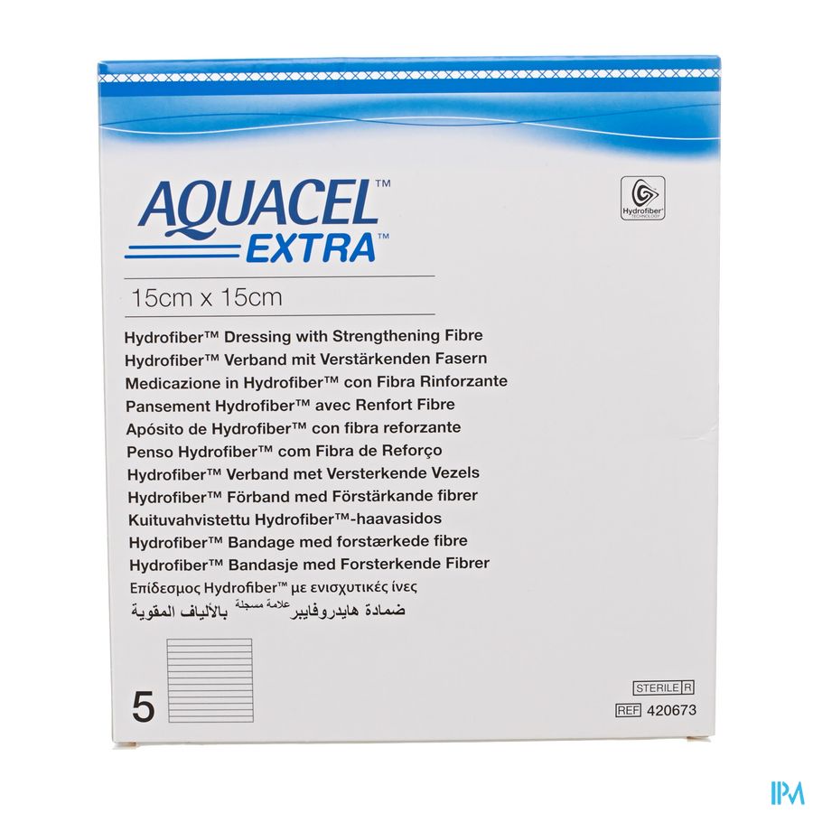 Aquacel Extra Verb Hydrofiber+versterk. 15x15cm 5 1