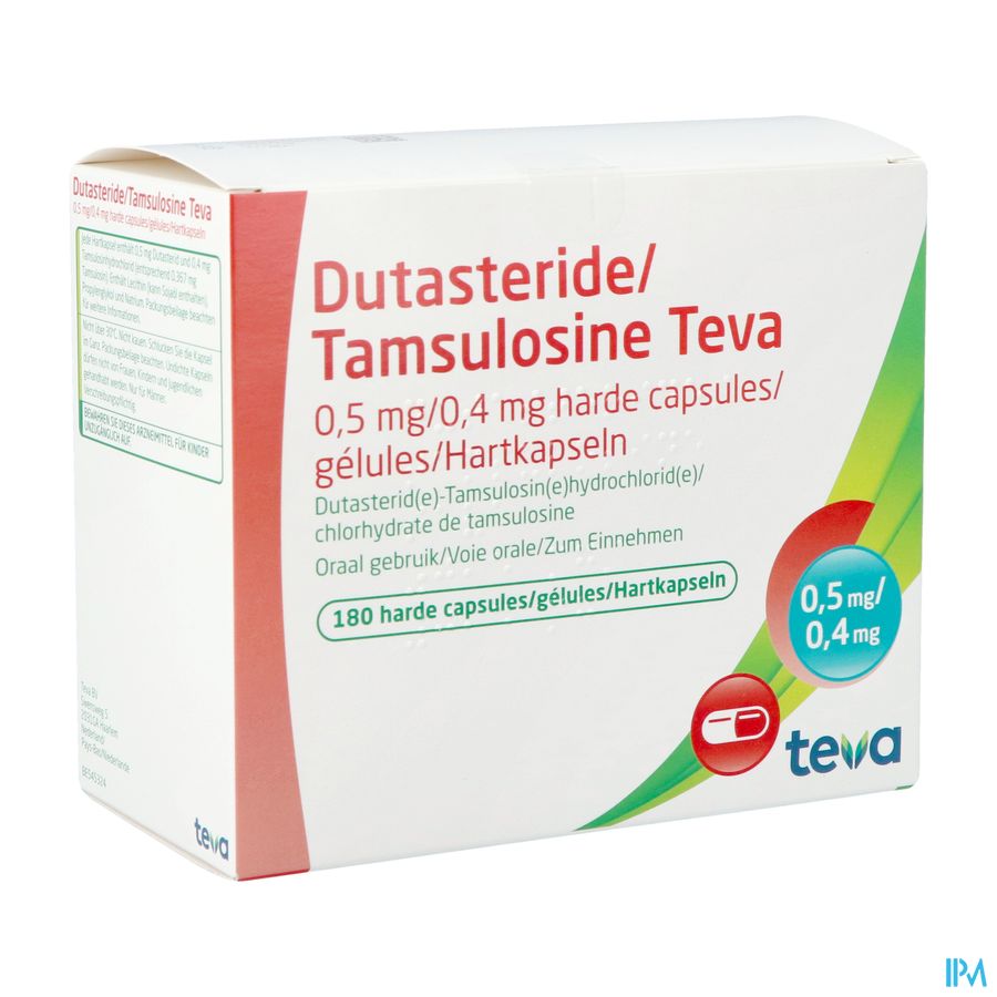 Dutasteride Tamsulosine Teva 0,5mg/0,4mg Caps 180