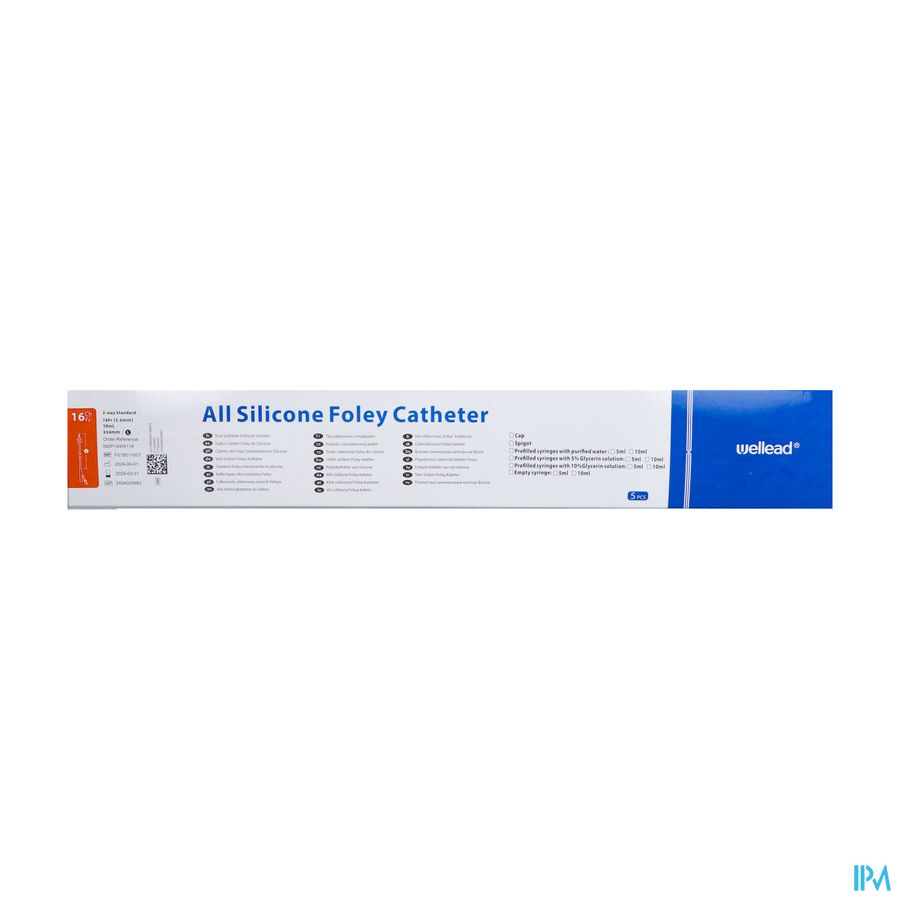 Wellead 2 Voies Nel Sil Cath 10ml 41cm Ch16 H 5 1