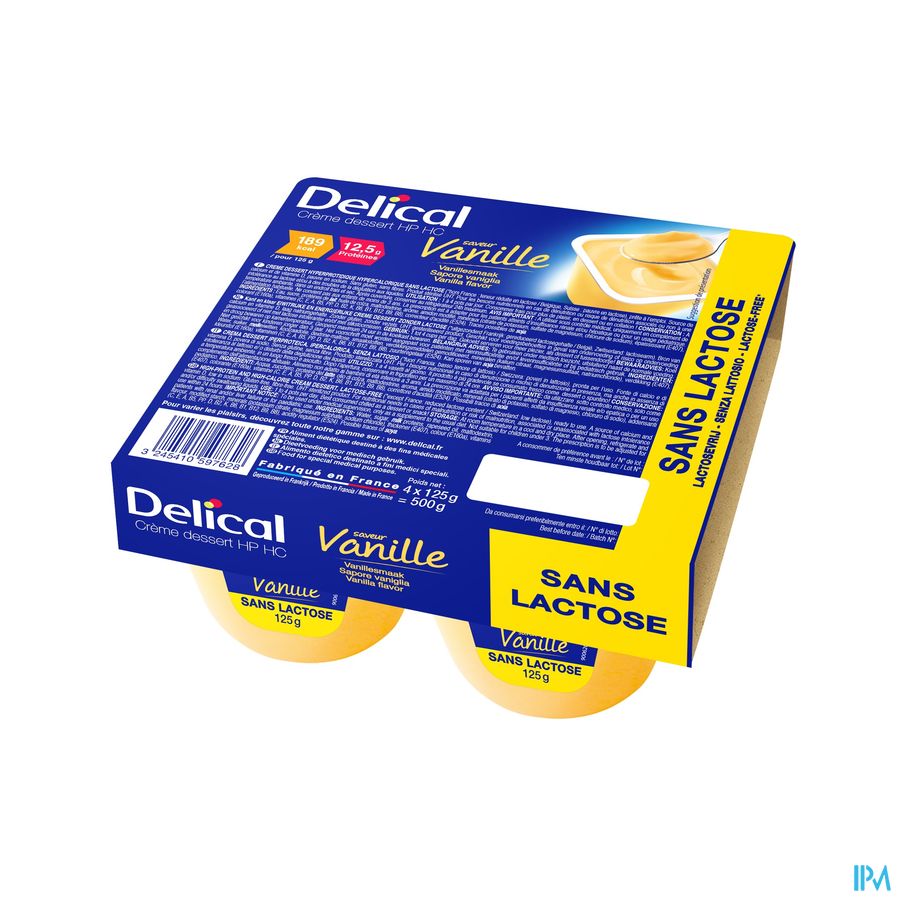 Delical Creme Dessert Hp-hc Z/lact.vanille 4x125g