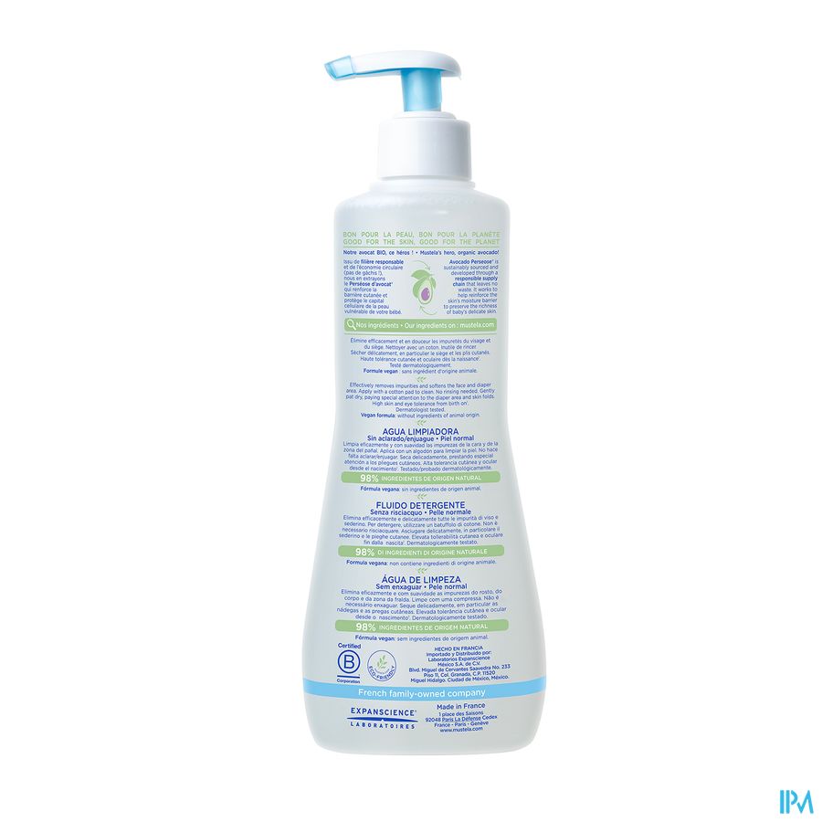 Mustela Pn Eau Nettoyante S/rincage 500ml 1