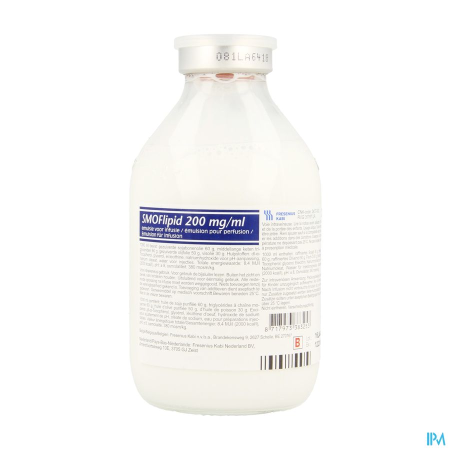 Smoflipid 200mg/ml 250ml Bouteille En Verre/glazen Fles Smoflipid 200mg/ml 250ml Bouteille En Verre/glazen Fles