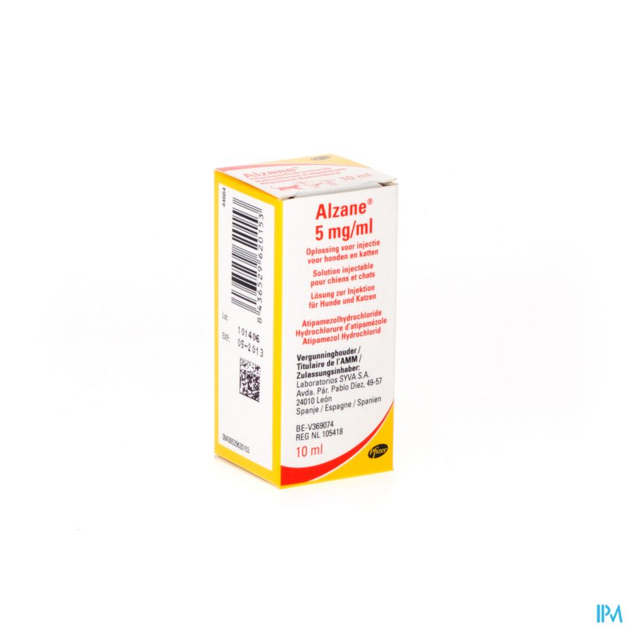 Alzane 5mg/ml Sol Inj Chien Chat 1x10ml Alzane 5mg/ml Sol Inj Chien Chat 1x10ml