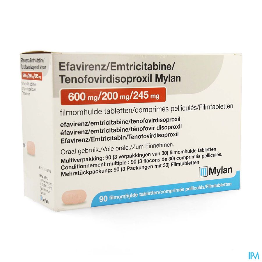 Efavirenz/emtric./tenof. Mylan 600/200/245mg 3x30 Efavirenz/emtric./tenof. Mylan 600/200/245mg 3x30