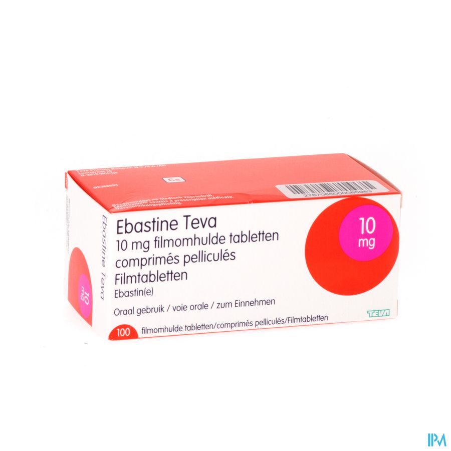 Ebastine Teva Comp 100 X 10mg