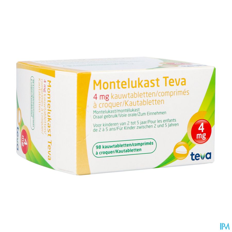 Montelukast Teva 4mg Kauwtabletten 98 X 4mg Montelukast Teva 4mg Kauwtabletten 98 X 4mg