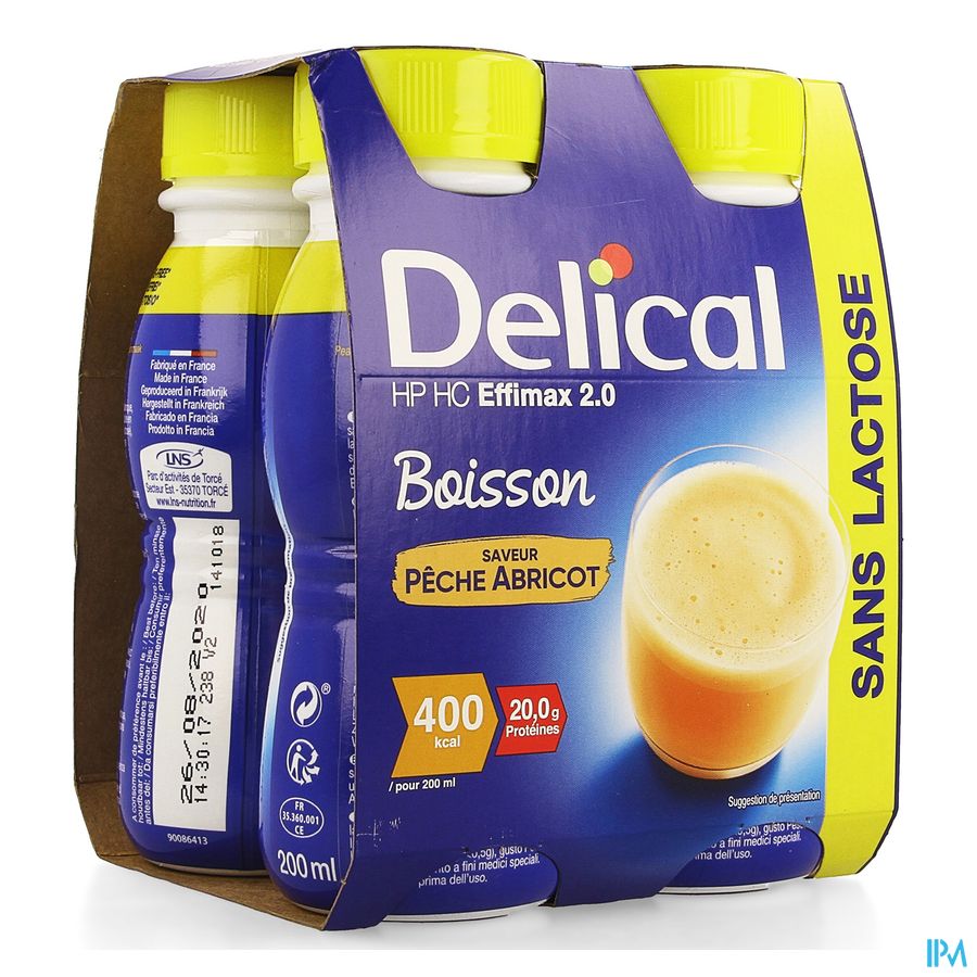 Delical Effimax 2.0 Peche Abricot 4x200ml