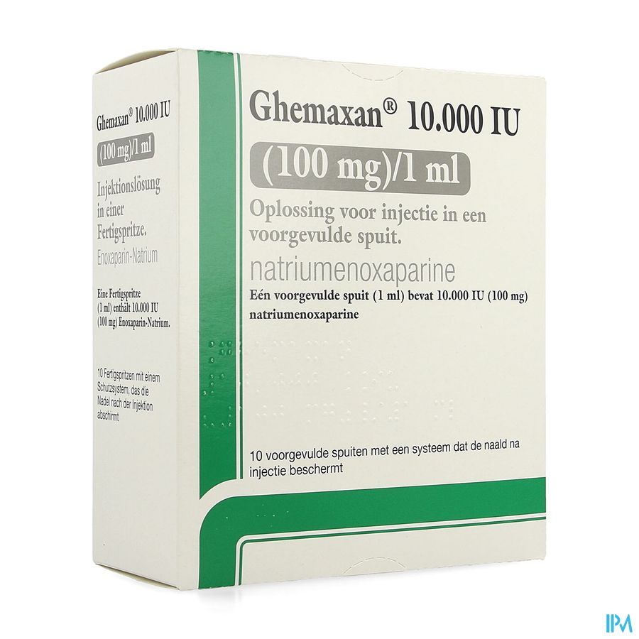 Ghemaxan 10.000ie 100mg/1,0ml Voorg.sp. 10+nldbesc Ghemaxan 10.000ie 100mg/1,0ml Voorg.sp. 10+nldbesc