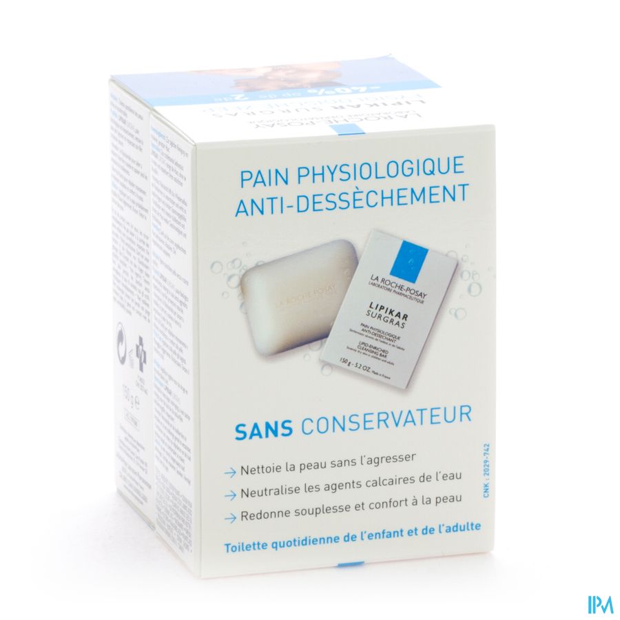 La Roche Posay Lipikar Pain Surgras Duo 2x150g 2Ème -40% La Roche Posay Lipikar Pain Surgras Duo 2x150g 2Ème -40%
