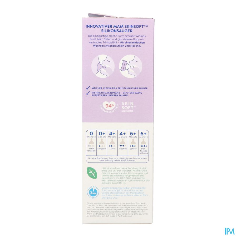 Mam Easy Start A/colic Bib. Pure Matt Lilas 320ml 4