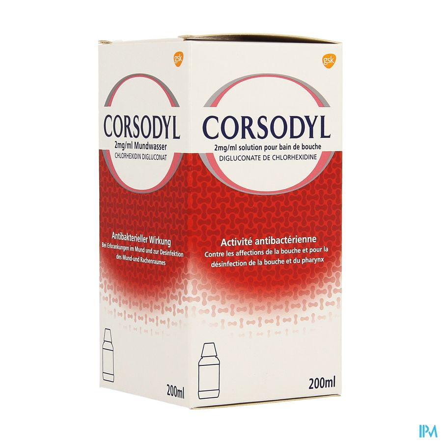 Corsodyl 2mg/ml Sol Bain Bouche 200ml