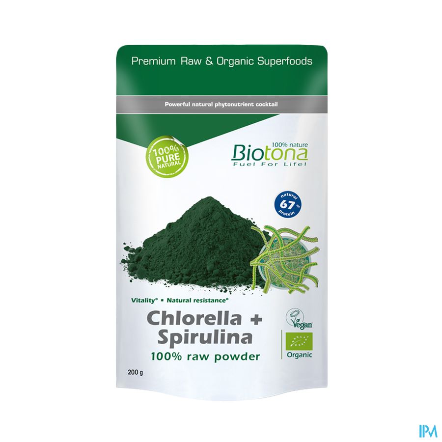Biotona Chlorella + Spirulina Raw Powder 200g Biotona Chlorella + Spirulina Raw Powder 200g