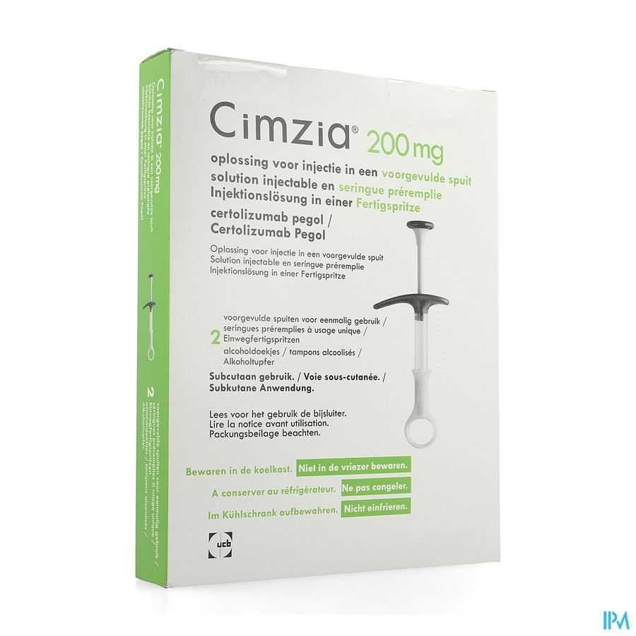 Cimzia 200mg Abacus Opl Inj Voorgev.spuit 2+2tamp. Cimzia 200mg Abacus Opl Inj Voorgev.spuit 2+2tamp.