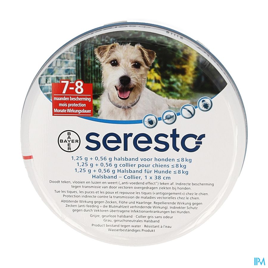 Seresto 1,25g+0,56g Halsband Hond 38cm <8kg Seresto 1,25g+0,56g Halsband Hond 38cm <8kg