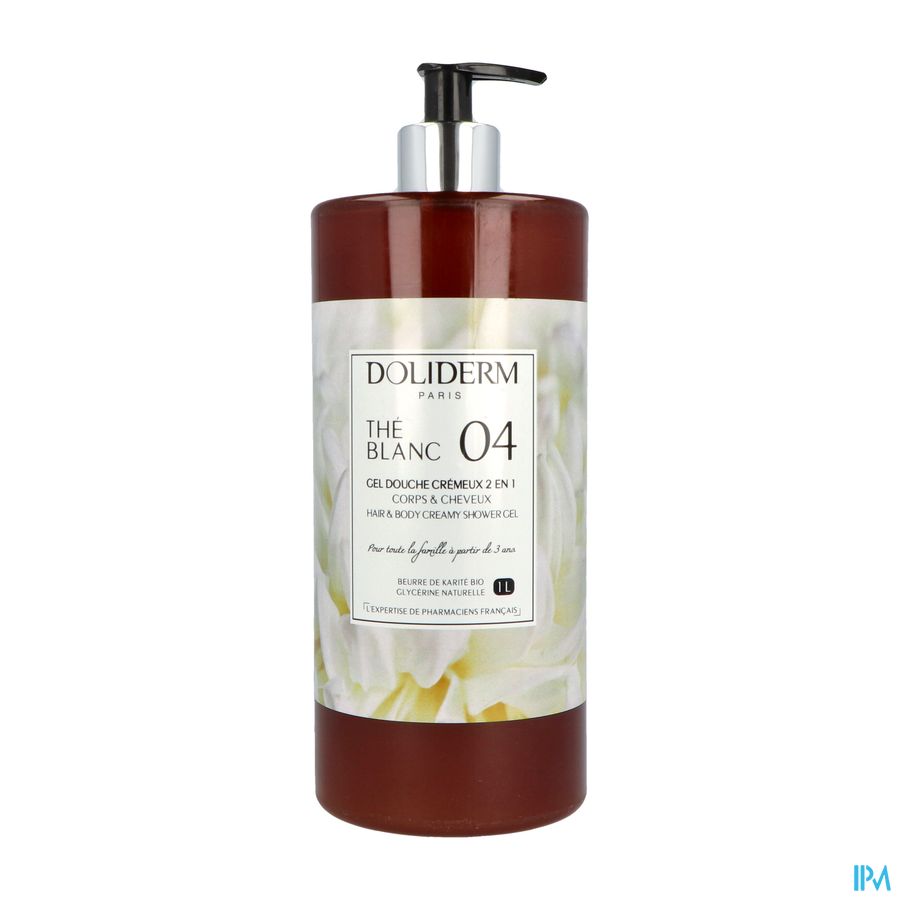 Doliderm Gel Douche 2en1 The Blanc Fl Pompe 1l