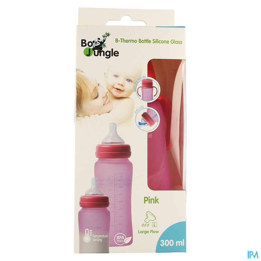 B-thermo Glass Bottle 300ml Pink 1