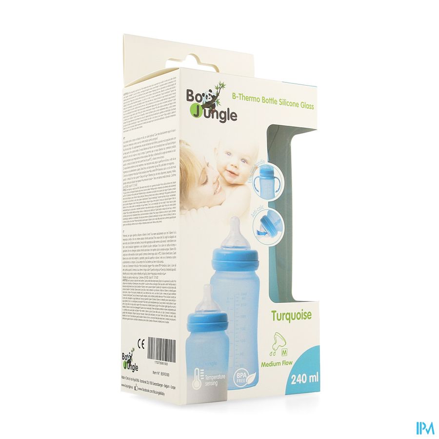 B-thermo Glass Bottle 240ml Turquoise B-thermo Glass Bottle 240ml Turquoise