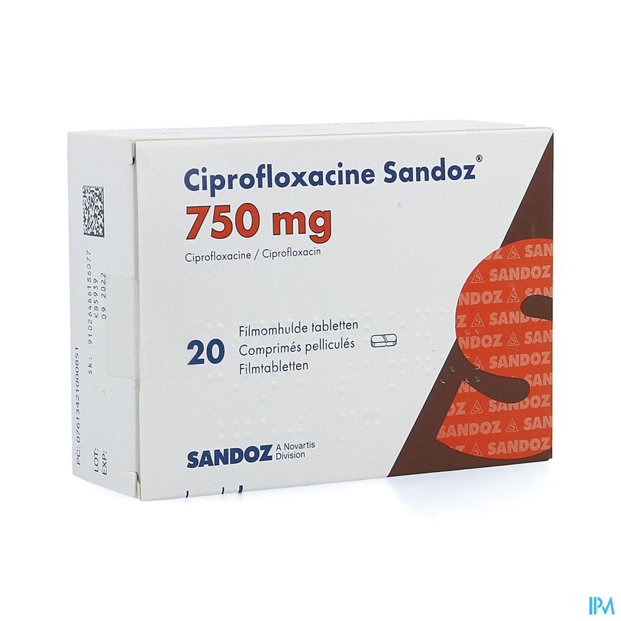 Ciprofloxacine Sandoz 750mg Comp 20 Pvc/alu Ciprofloxacine Sandoz 750mg Comp 20 Pvc/alu