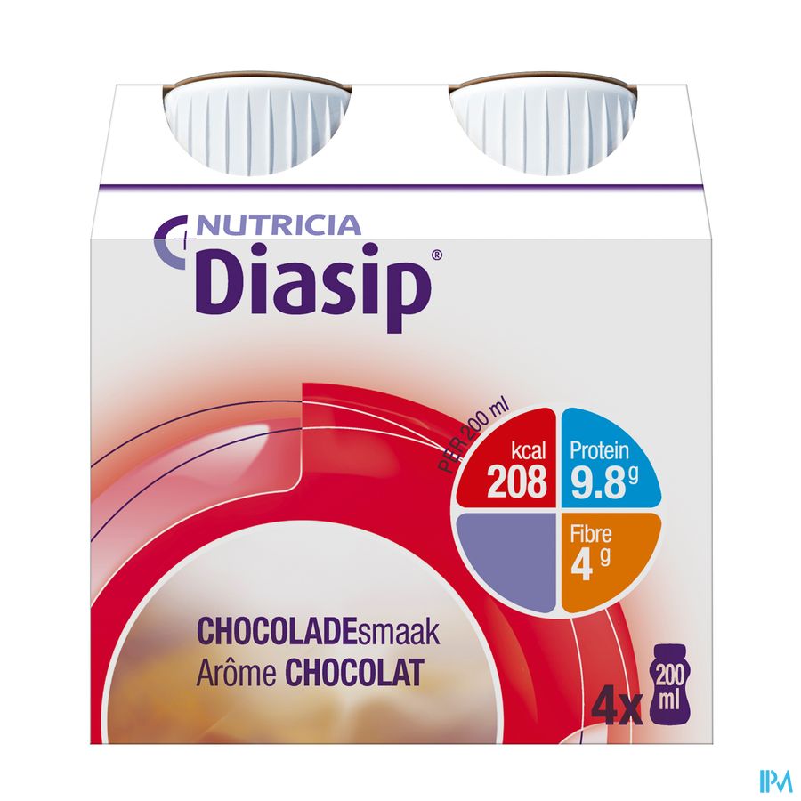 Diasip Chocolat Bouteille 4x200ml Diasip Chocolat Bouteille 4x200ml